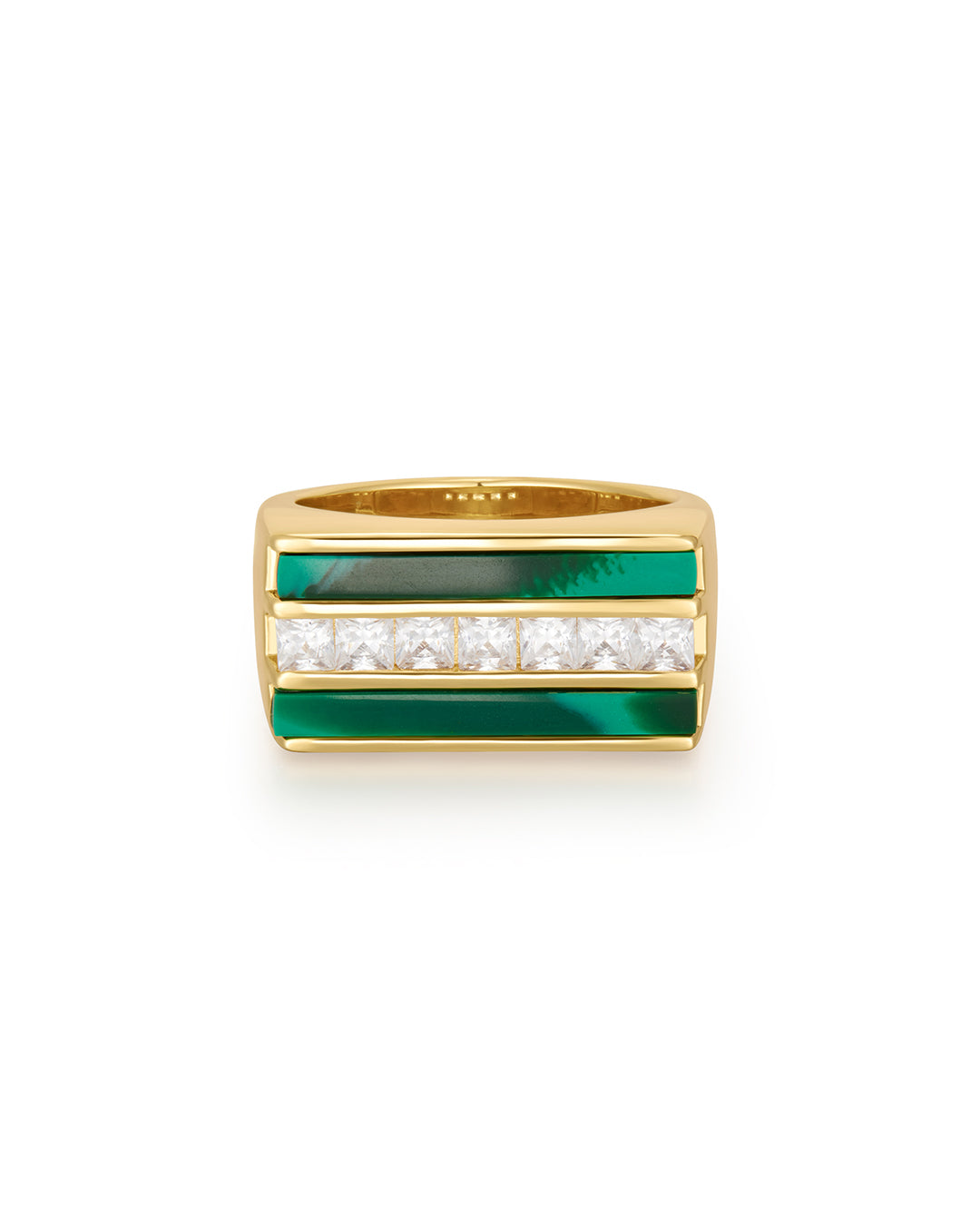 Panini Ring | Gold | Malachite/Cubic Zirconia