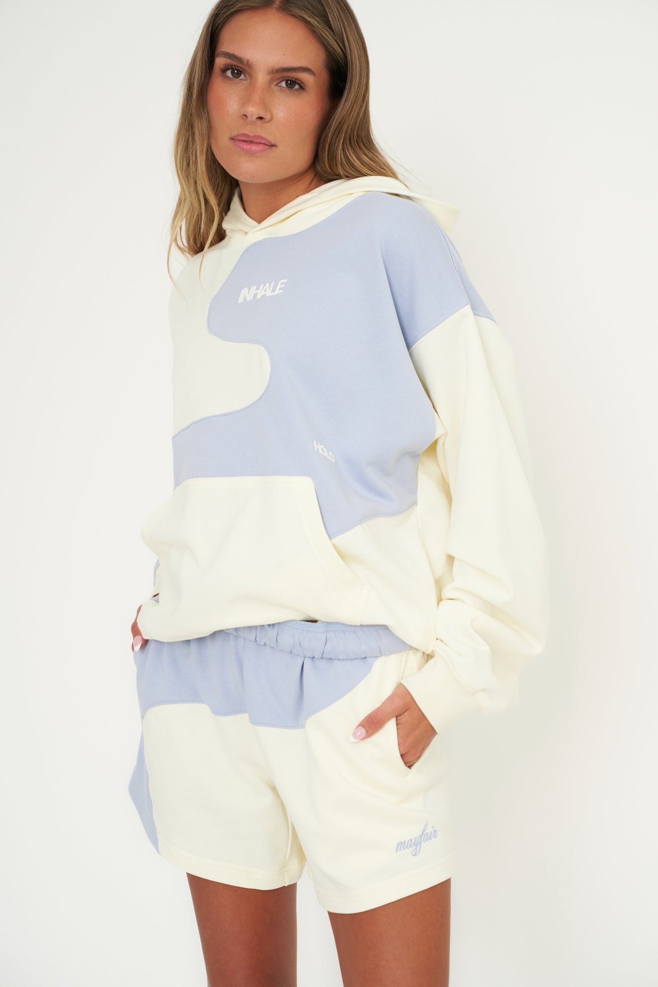Inhale Exhale Hoodie | Pearl x Sky Blue