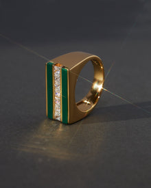 Panini Ring | Gold | Malachite/Cubic Zirconia