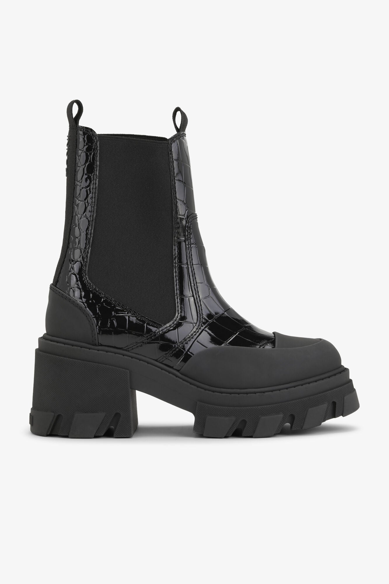 Patent Croco Chelsea Boots | Black