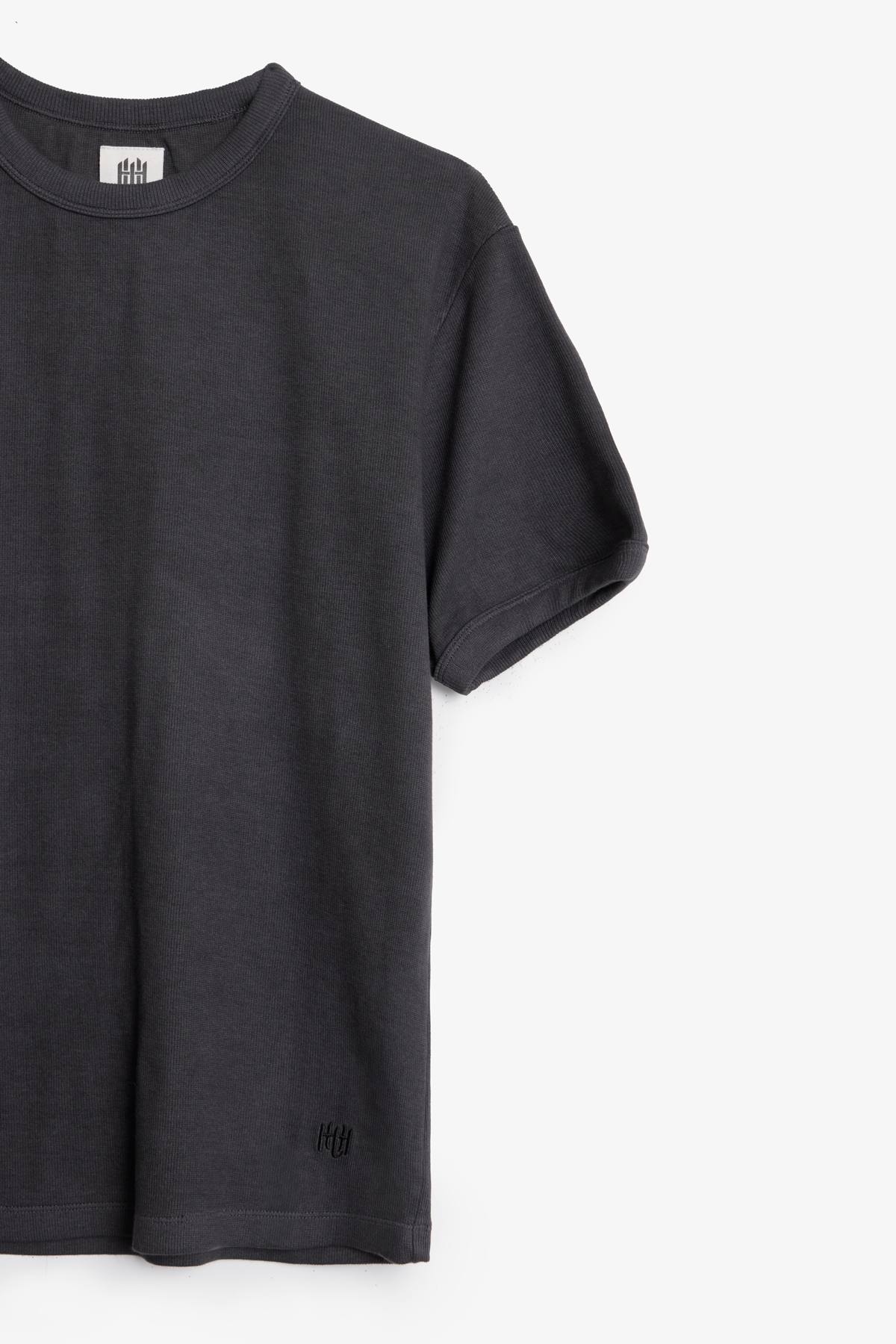 Perfect Slim Ribbed Tee | Washed Black