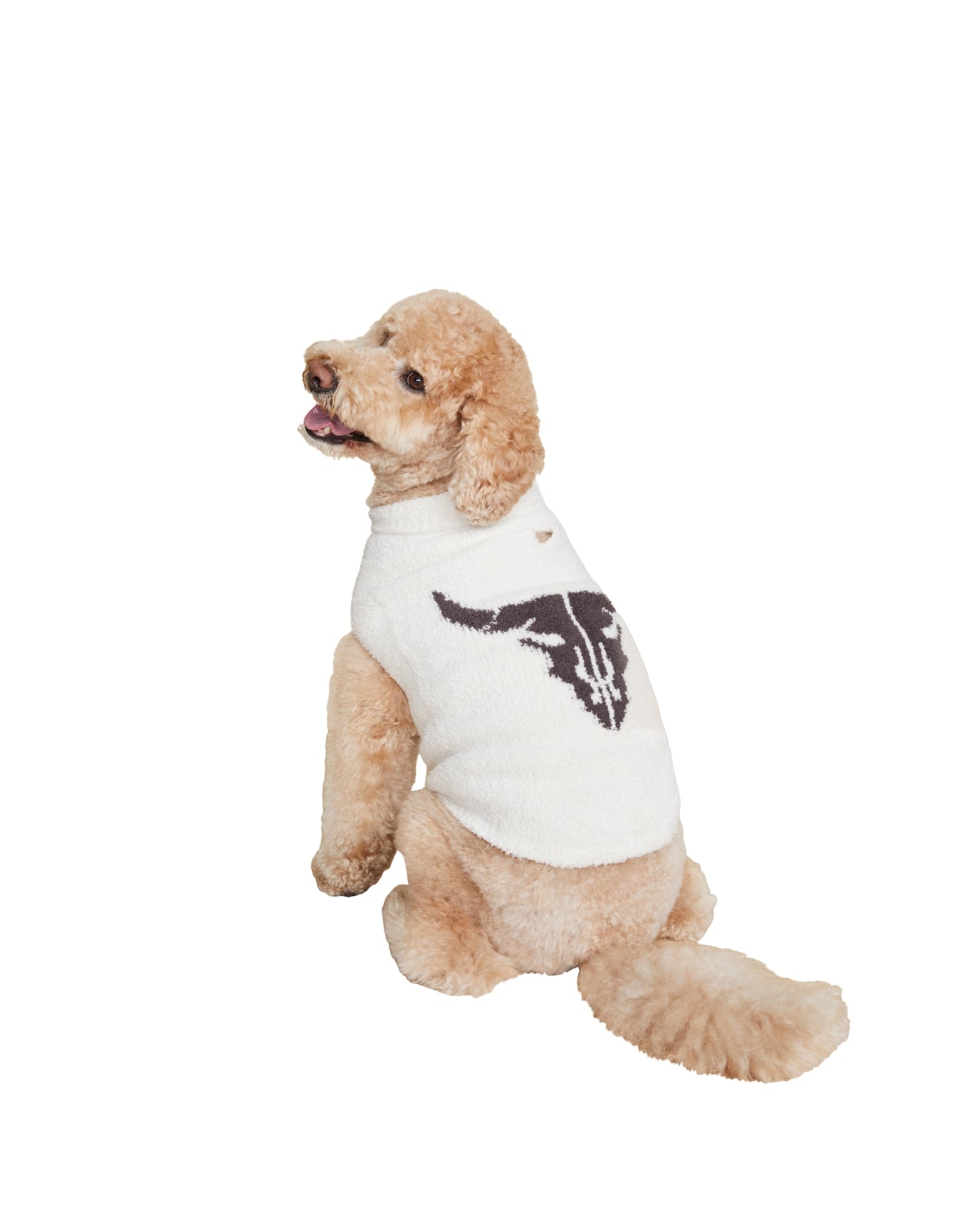 Pet | Cozychic Longhorn Skull Sweater | Cream-Dark Brown
