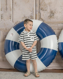 Boys | Monaco and Striped Top and Shorts Set | Black & White
