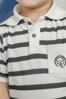 Boys | Monaco and Striped Top and Shorts Set | Black & White