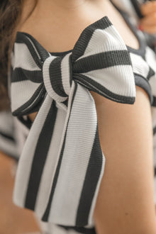 Girls | Monaco and Striped Top and Shorts Set | Black & White