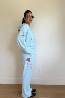 Life is Sweet Waffle Wide Leg Sweatpants | Soft Blue