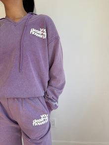 You Deserve Flowers Relaxed Notch-Neck Hoodie | Vintage Lilac