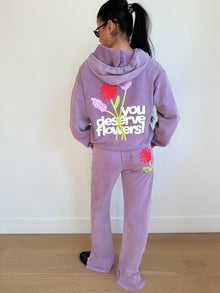 You Deserve Flowers Relaxed Notch-Neck Hoodie | Vintage Lilac