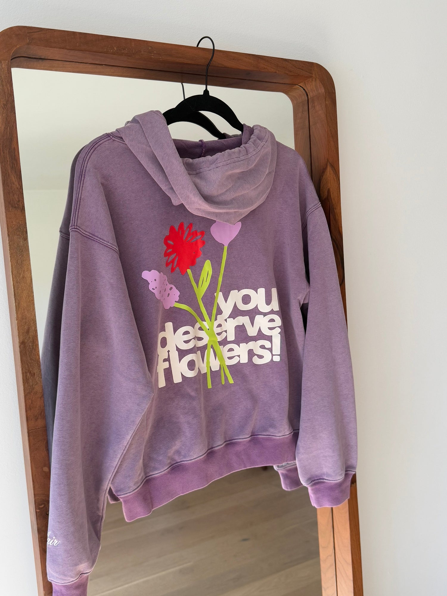 You Deserve Flowers Relaxed Notch-Neck Hoodie | Vintage Lilac