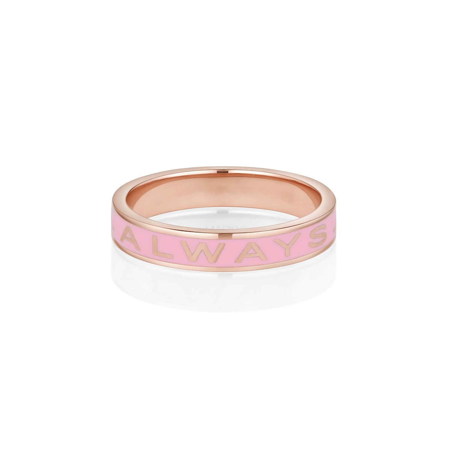 Women | "Always" Gold Memory Ring – Pink Enamel | 14k Rose Gold