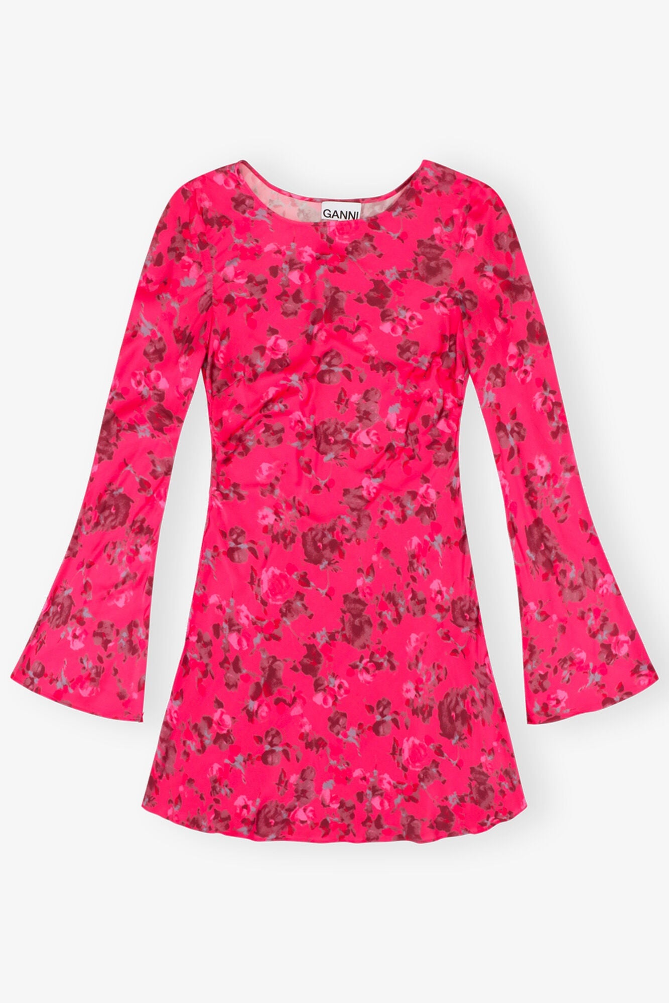Pink Floral Printed Satin Mini Dress | Raspberry Wine