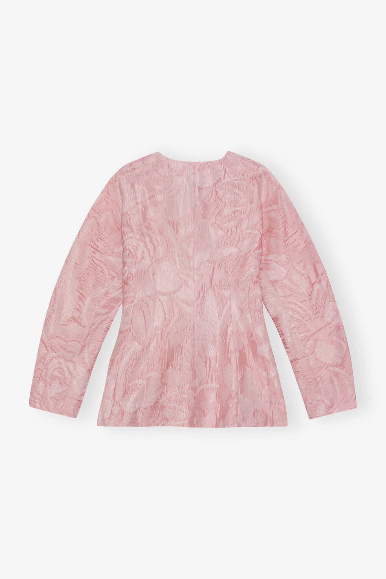 Pink Textured Cloqué Curve Sleeve Blazer | Bleached Mauve