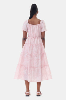 Pink Textured Cloqué Layer Dress | Bleached Mauve