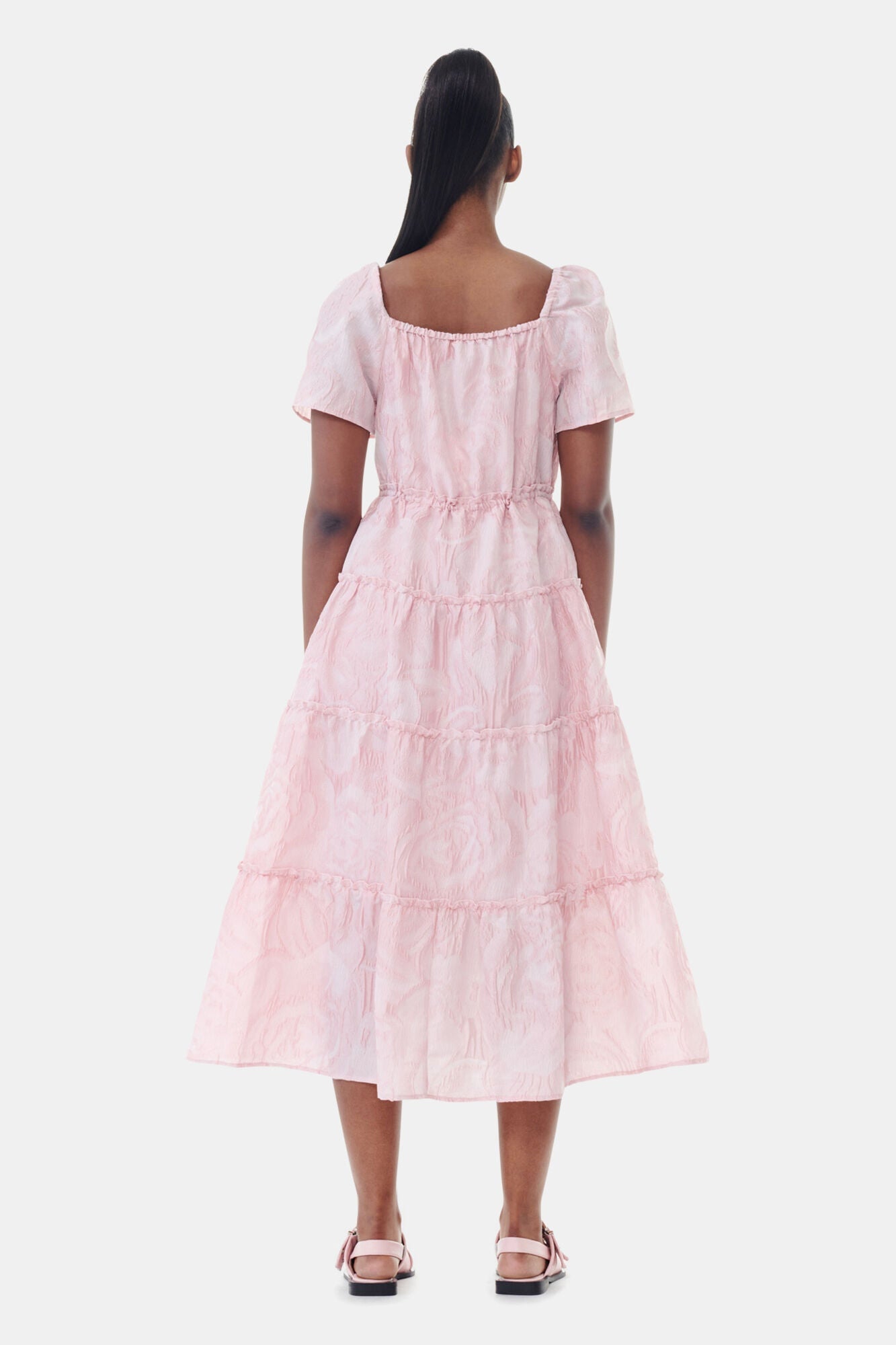 Pink Textured Cloqué Layer Dress | Bleached Mauve