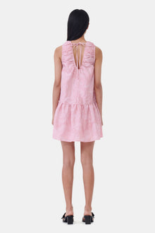 Pink Textured Cloqué Mini Dress | Bleached Mauve