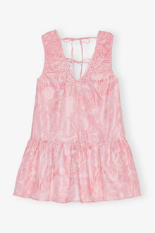 Pink Textured Cloqué Mini Dress | Bleached Mauve