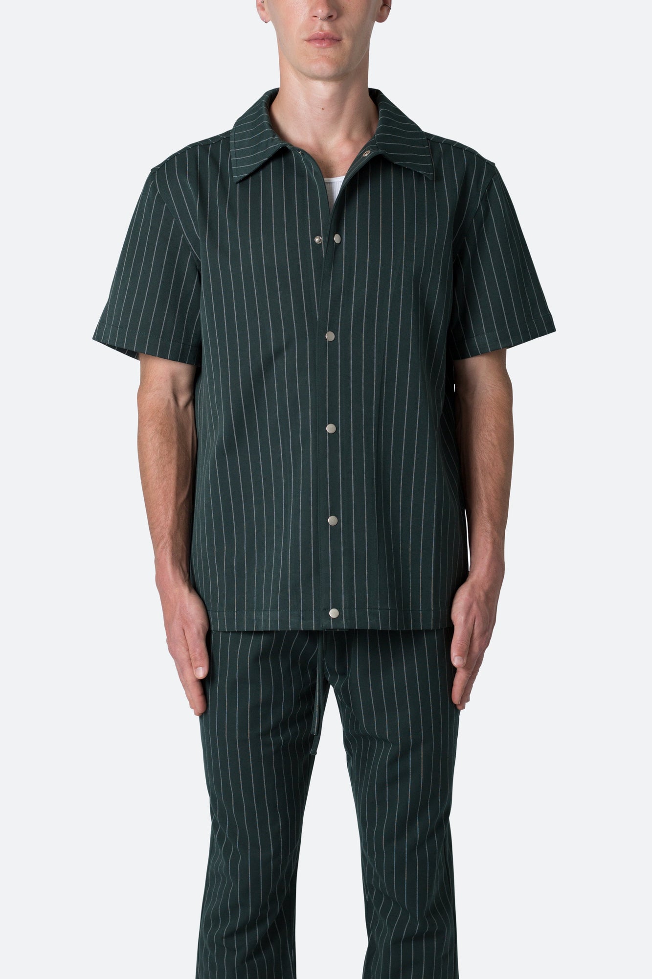 Pinstripe Short Sleeve Shirt | Green