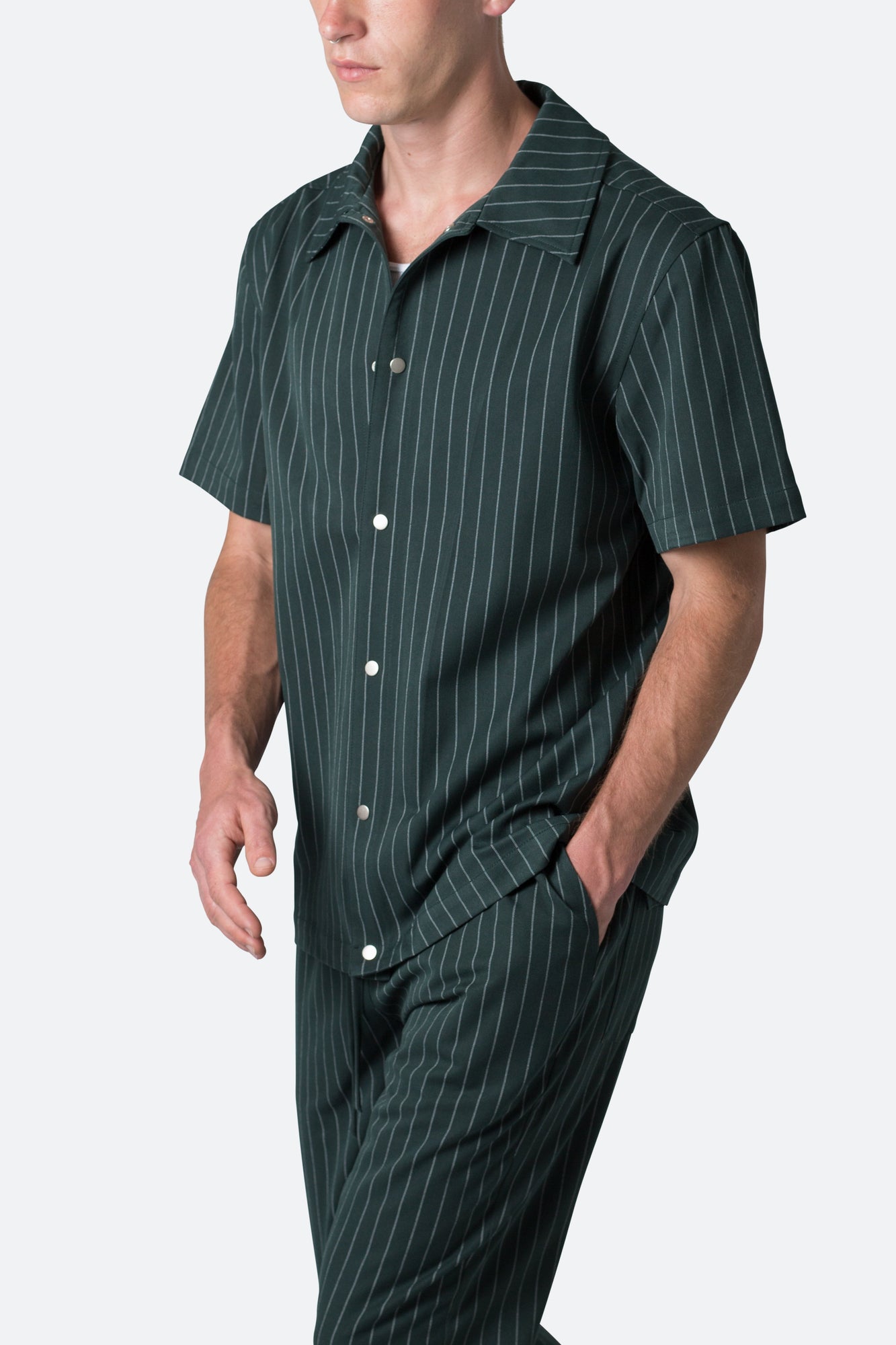Pinstripe Short Sleeve Shirt | Green