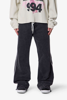Piped Kick Flare Pants | Washed Black