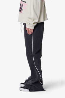 Piped Kick Flare Pants | Washed Black