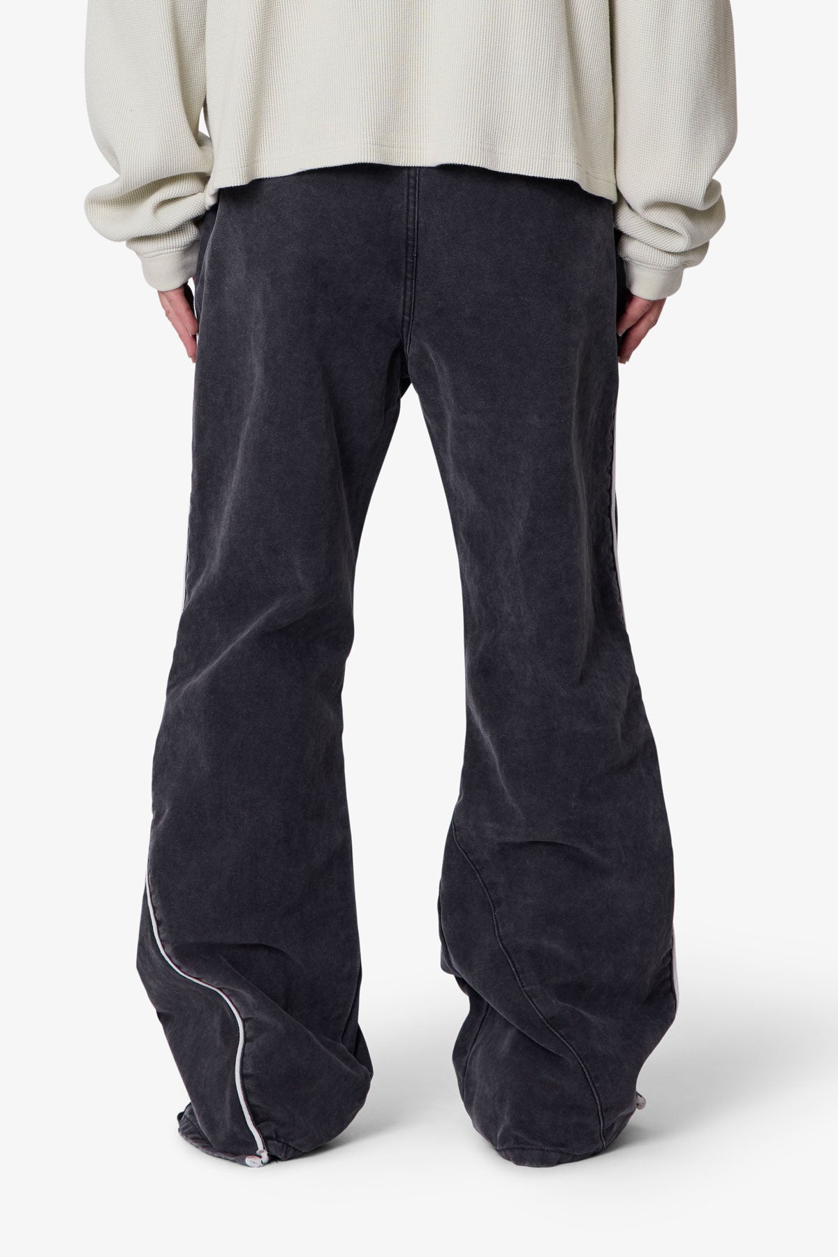 Piped Kick Flare Pants | Washed Black