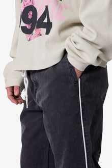 Piped Kick Flare Pants | Washed Black
