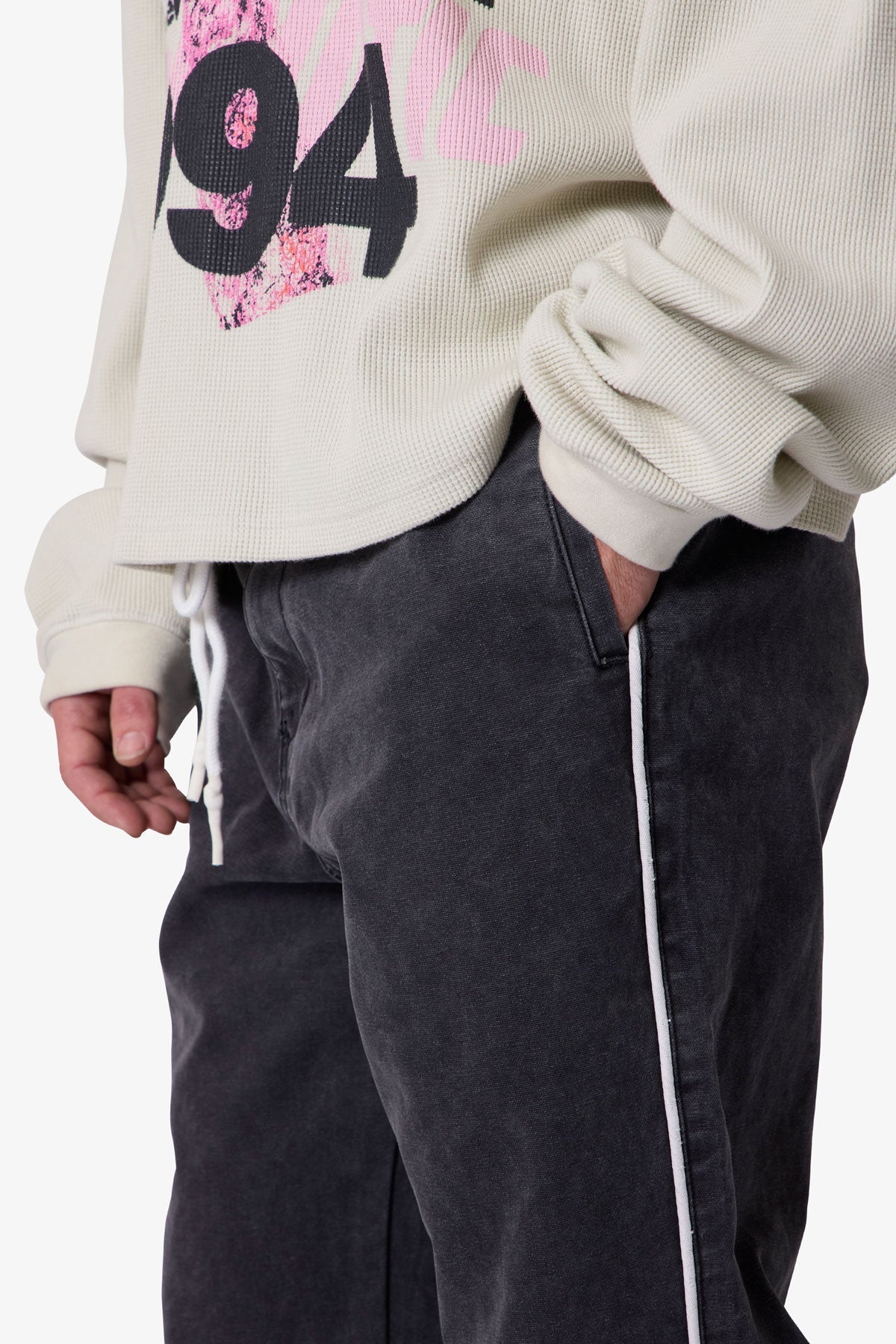 Piped Kick Flare Pants | Washed Black