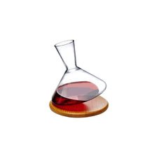 Balance Wine Decanter With Wooden Base | Clear Crystal/Wood