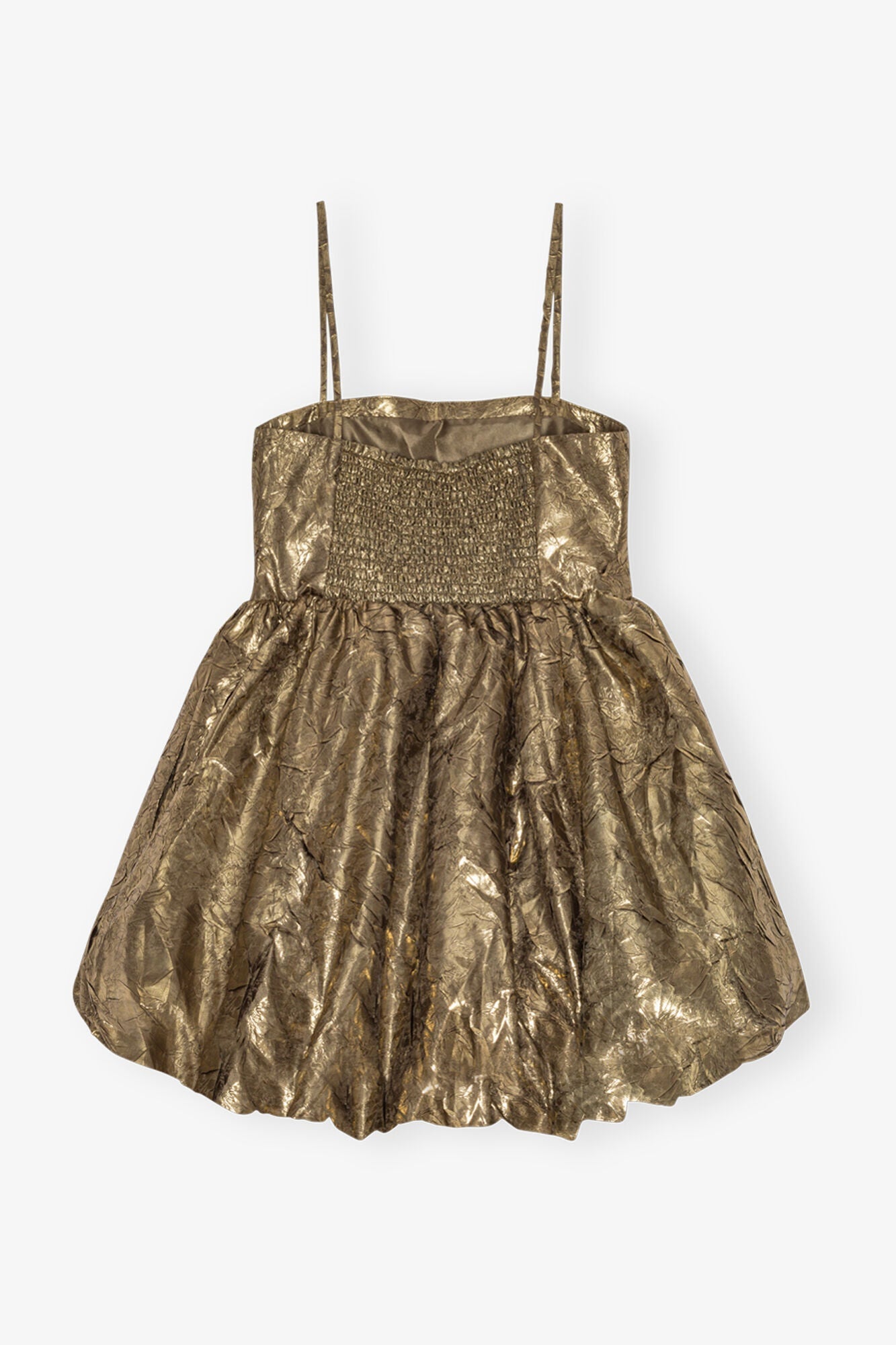 Pleat Strap Mini Dress | Gold
