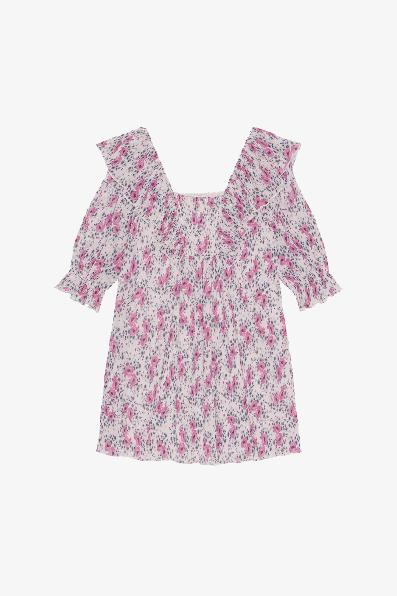 Pleated Georgette Ruffle Mini Dress | Mauve Chalk