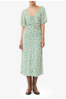 Printed Crepe U neck Midi Dress | Tapioca