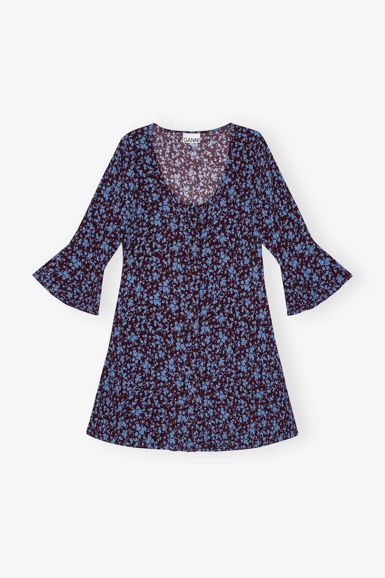 Printed Crepe U neck Mini Dress | Port Royale
