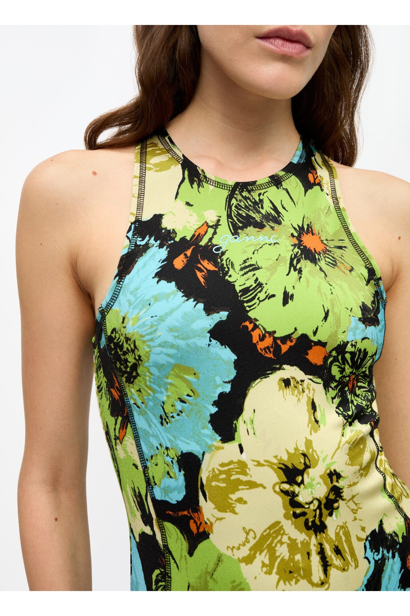 Printed Lycra Jersey Bodystocking | Multicolour
