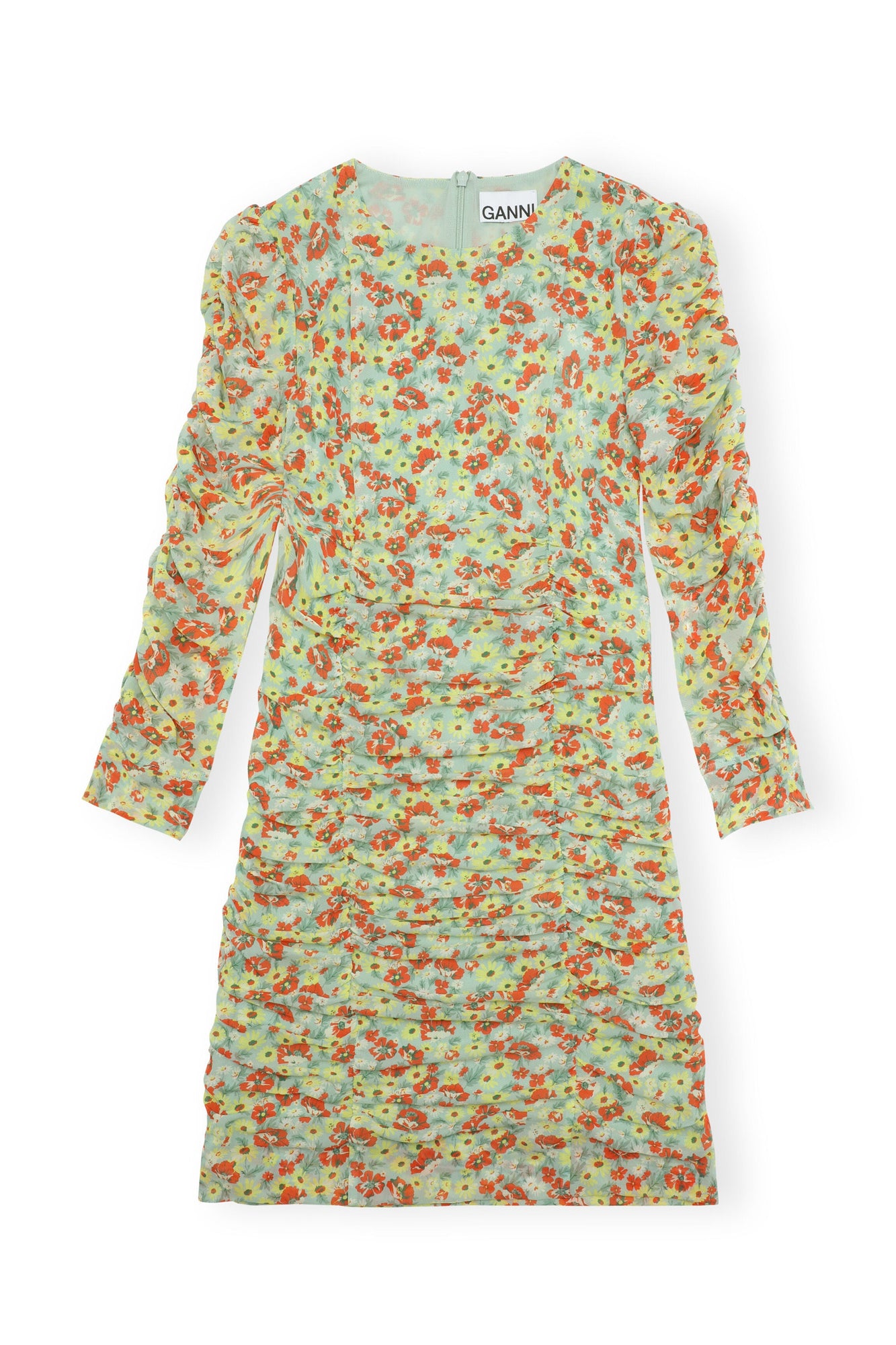 Printed Mesh Mini Dress | Meadow Celadon Green