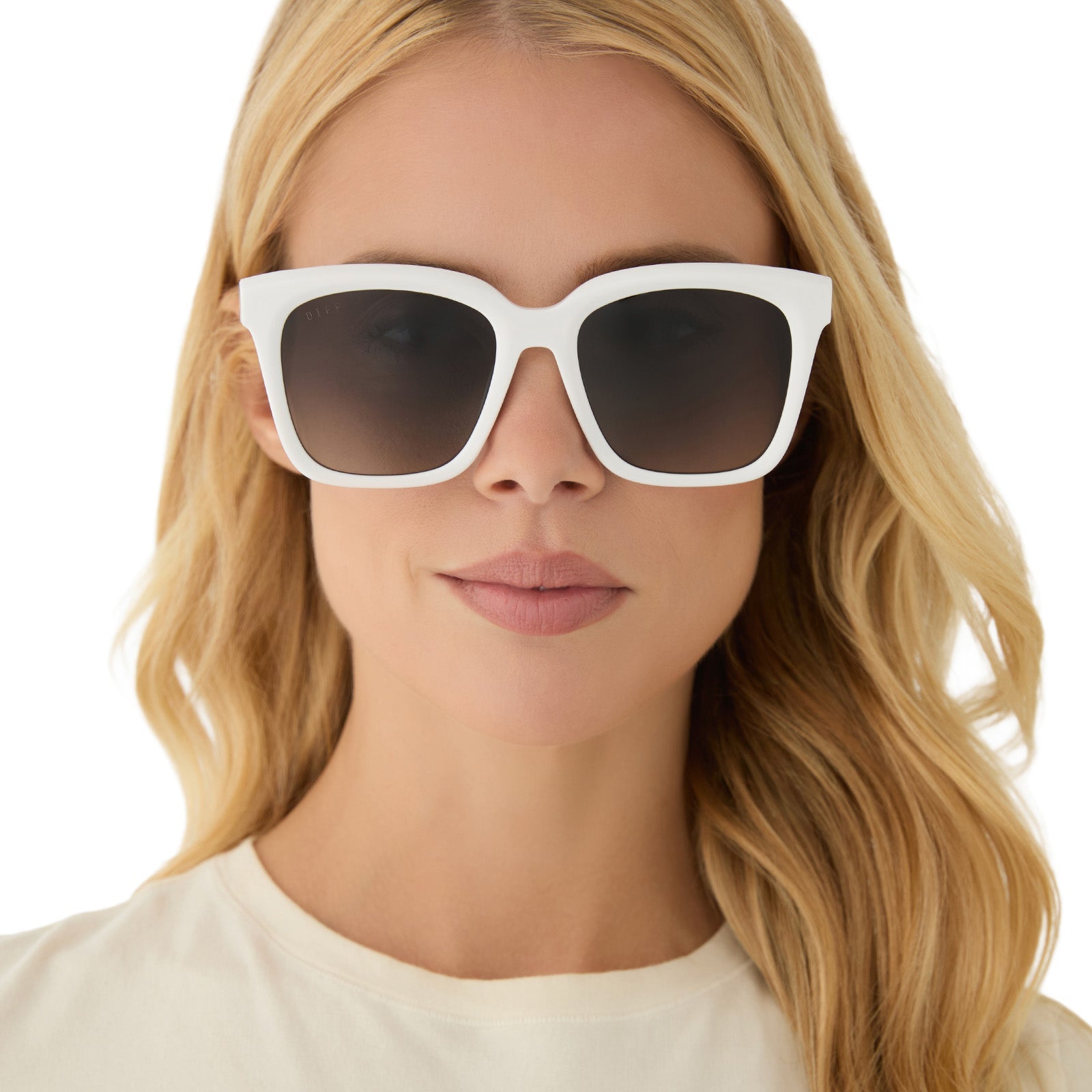 Womens | Meredith Sunglasses | White Cloud | Grey Gradient Polarized Lenses