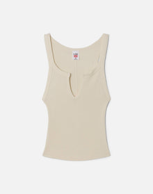 Womens | Hanes V Cut Ribbed Tank | Shortbread