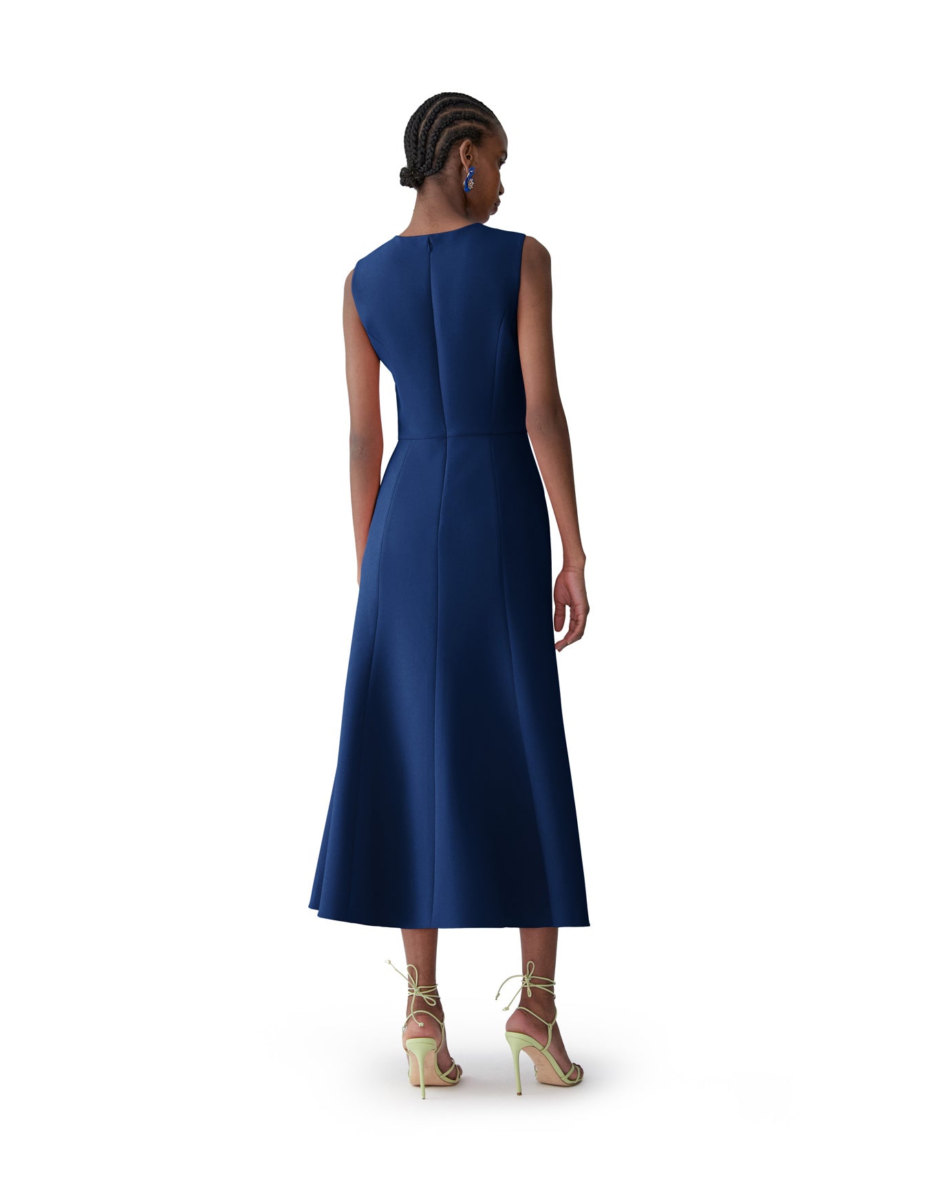Embroidered Sleeveless Crewneck Flare Dress | Midnight Multi