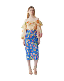 Ruched Midi Skirt | Bluebell Multi