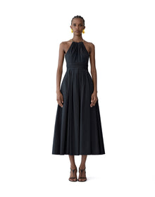 Halter Neck A-Line Midi Dress | Black