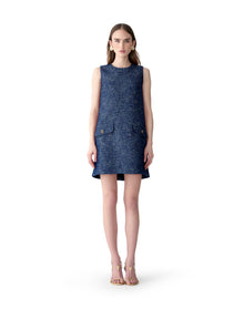 Sleeveless Crewneck Shift Dress | Midnight Multi