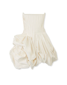 Pleated Draped Mini Dress | White