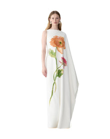 One Shoulder Column Gown | White Multi