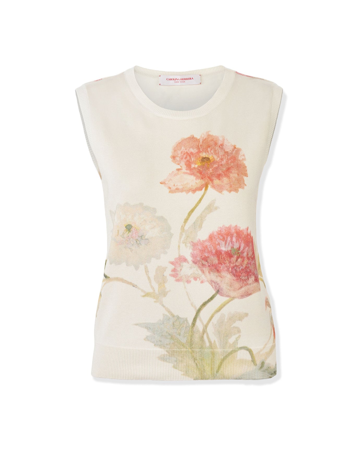 Sleeveless Crewneck Printed Tank | Almond Multi