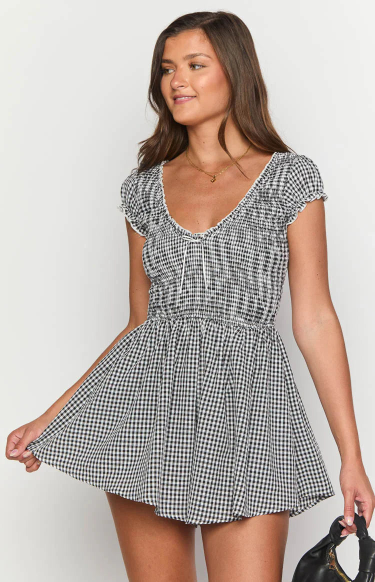 Raldo Playsuit | Black Gingham