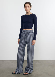 Poplin Flight Pant | Navy/White Stripe