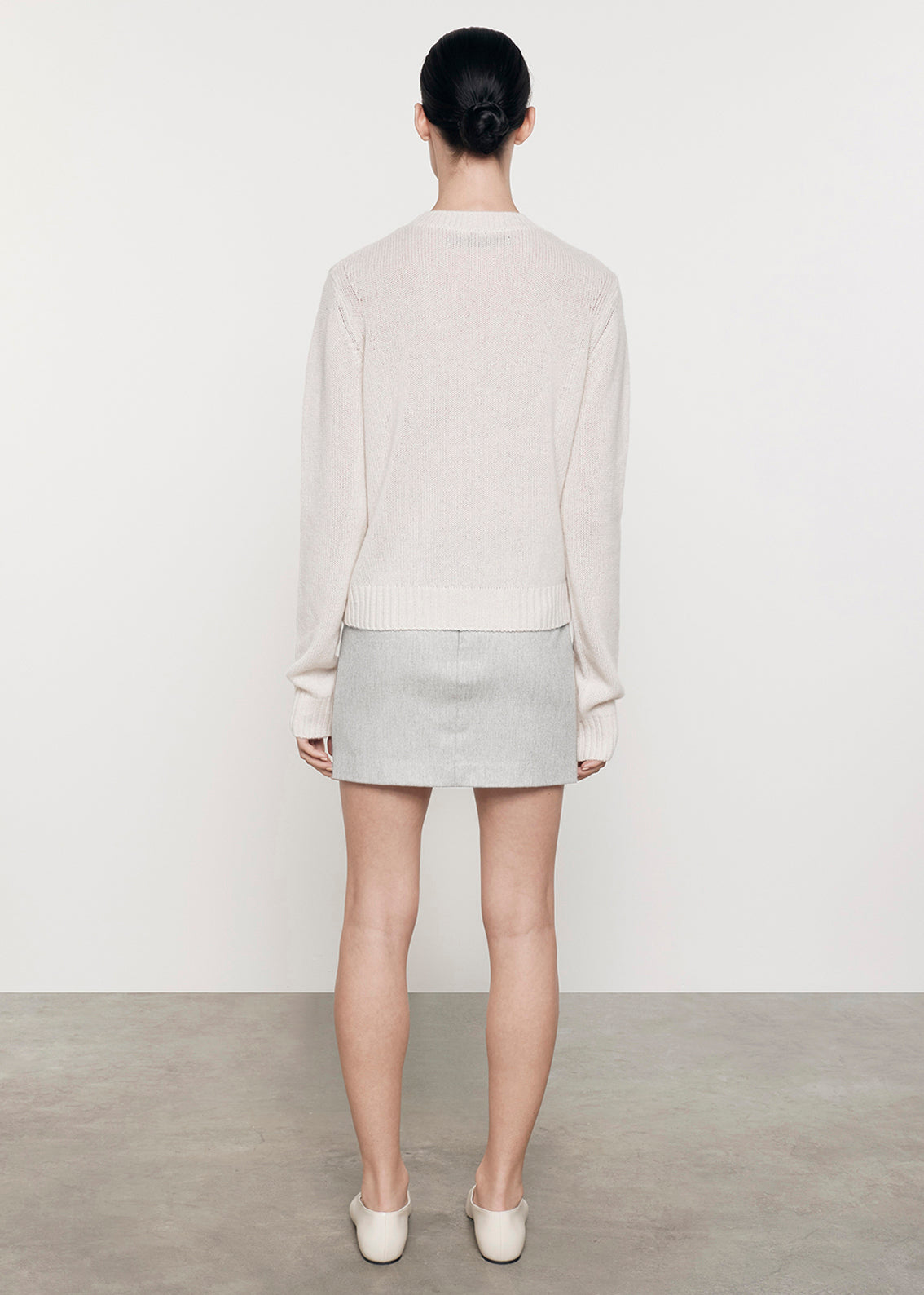 Wool Suiting Mini Skirt | Light Grey Melange
