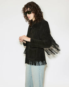 Womens | Suede Fringe Jacket | Black