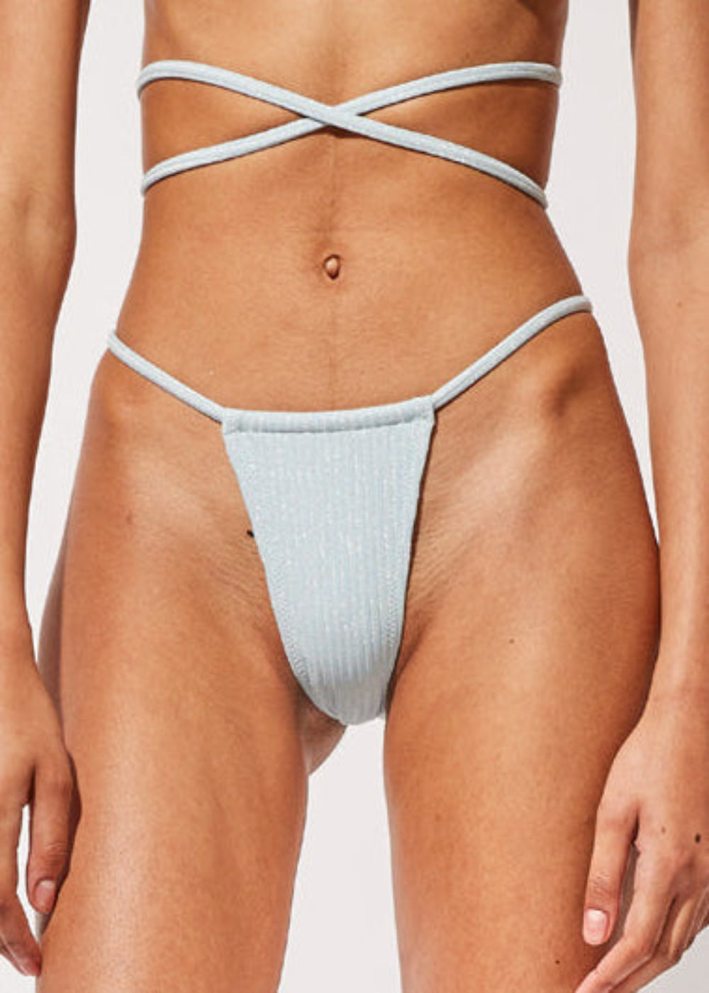 Womens | The Raine Bottom - Lurex Rib | Powder Blue