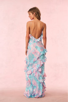 Rialto Pastel Ruffle Maxi Dress | Cotton Candy Swirl