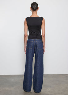 Fluid Jersey Sleeveless Draped Boatneck | Black